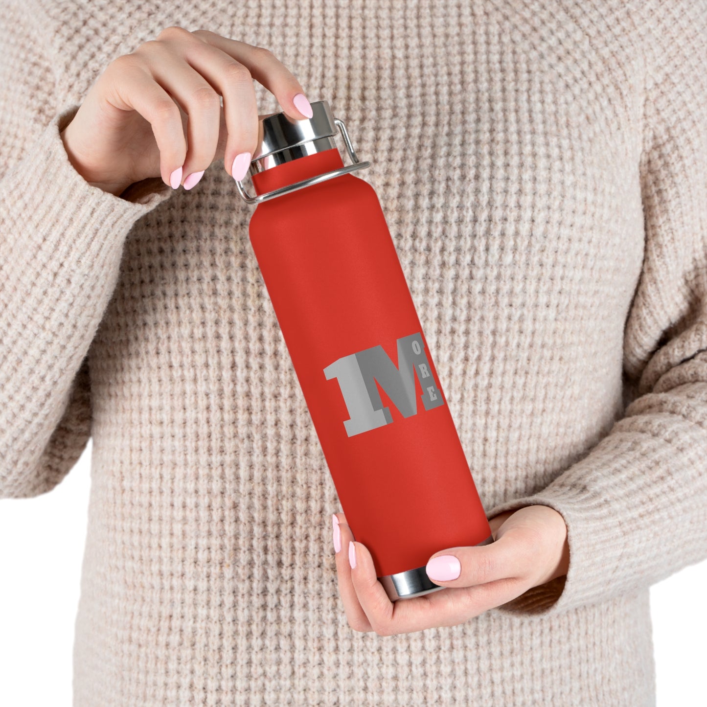 RED 1M COPPER VACUME INSULATED BOTTLE, 22OZ